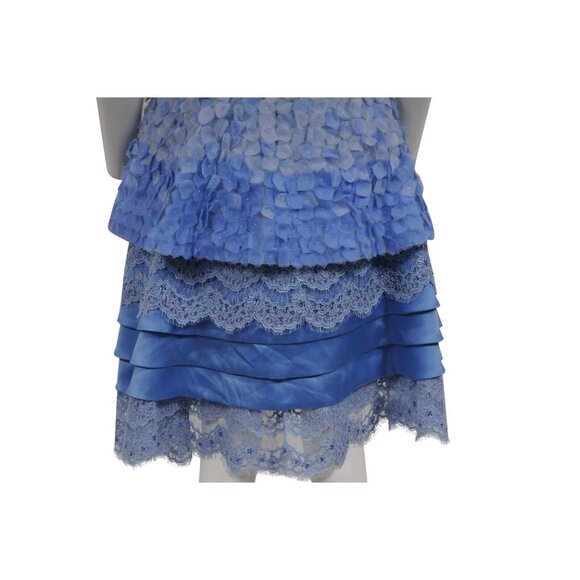 Fabiola Arias Ombre Lace Evening Dress US 10 Blue White Silk Embroidered Floral - Picture 16 of 16